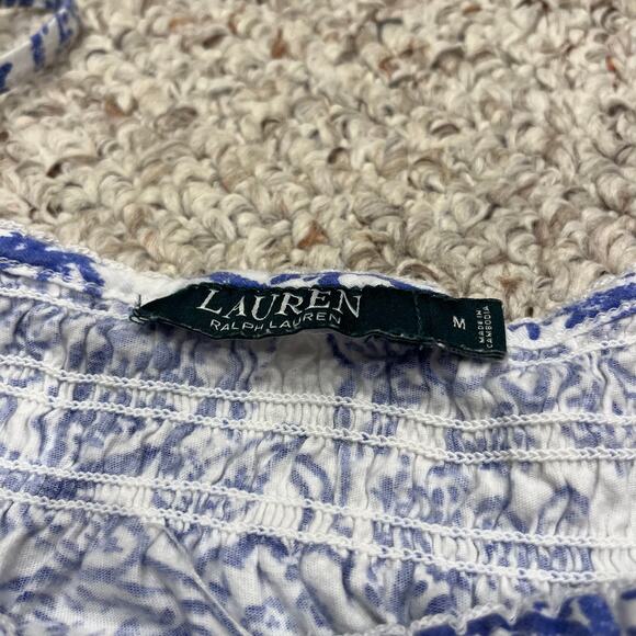 Lauren Ralph Lauren Floral Nightgown Sz M White Blue Feminine Cottagecore - Picture 3 of 5